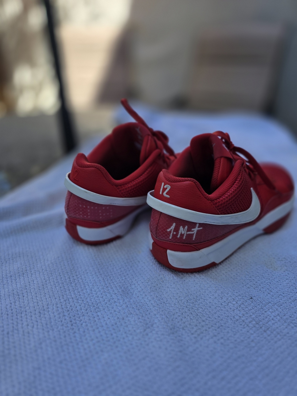 Nike Ja Morant 1 Men's Red Athletic Sneakers with White Accents - Picture 3 of 10